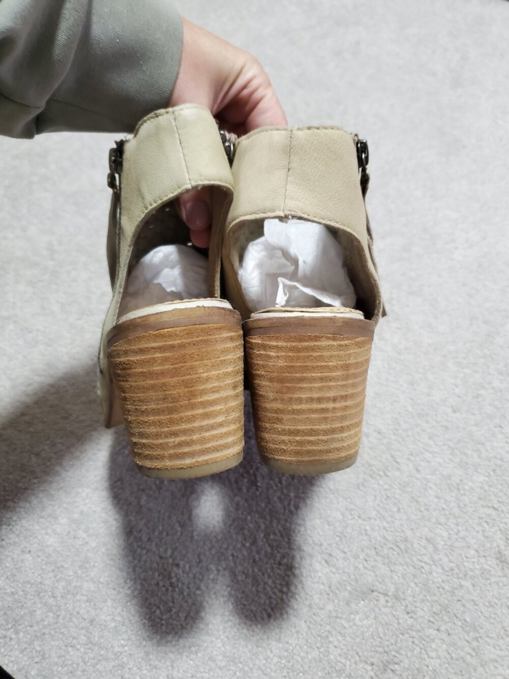 SAM EDELMAN Cooper Woven Leather Sandals Shoeties Cream Sz 8 Peep Toe Heel - Picture 6 of 13